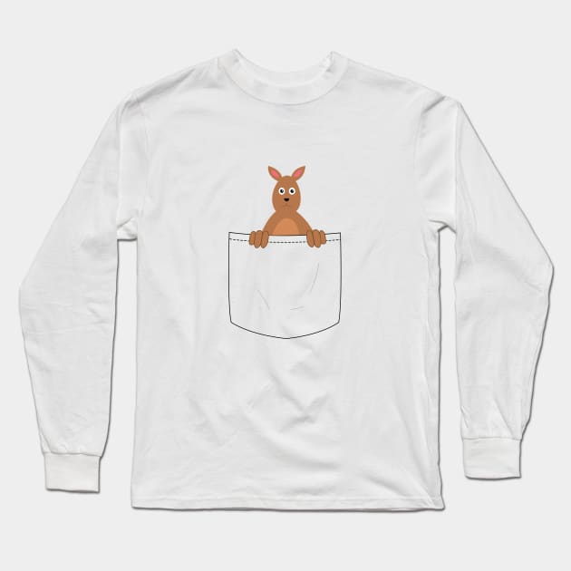 kangaroo looking out from a pocket Long Sleeve T-Shirt by tita